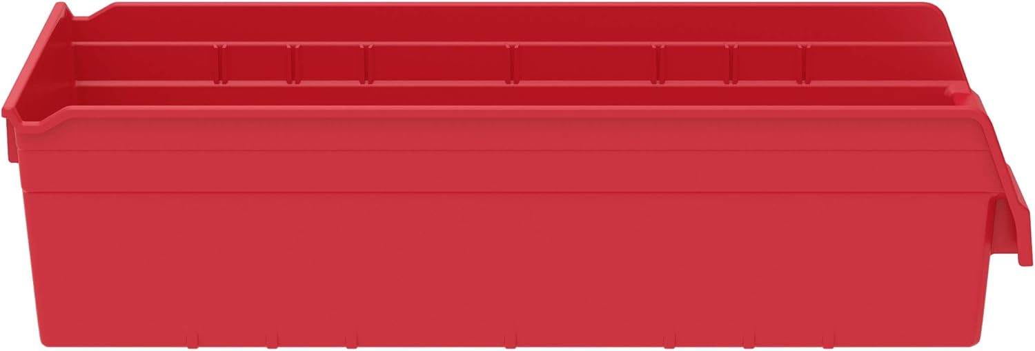 Akro-Mils 30014 Plastic Nesting ShelfMax Storage Bin Box, (24-Inch x 11-Inch x 6-Inch), Clear, (6-Pack) (30014SCLAR)