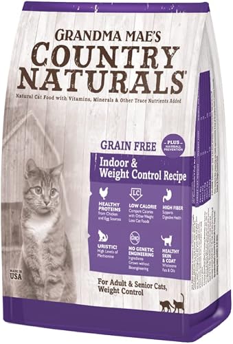 Grandma Mae's Country Naturals Grain Free Dry Cat & Kitten Food 12 LB Weight Control & Hairball Recipe
