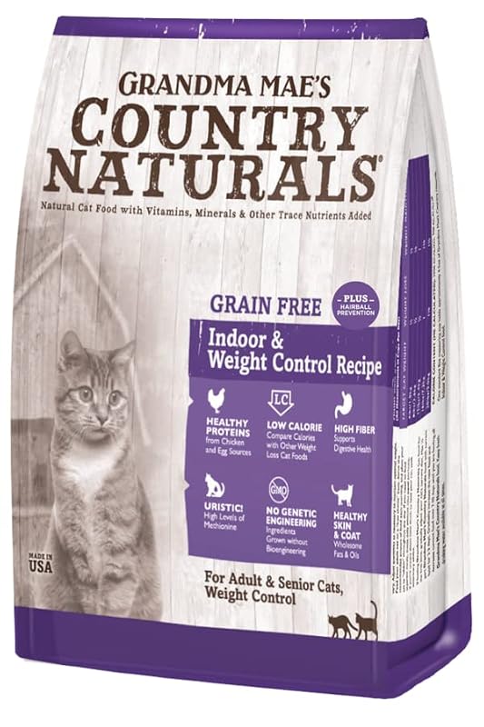 Ração seca sem grãos para gatos adultos, controle de peso e bolas de pelo Grandma Mae's Country Naturals