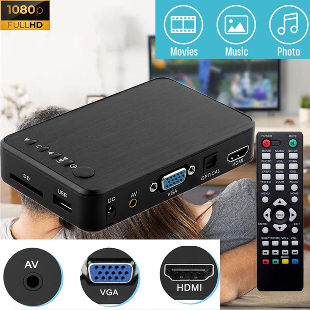 Lecteur Multimédia HD 1080P 264 Sortie AV/VGA Lecteur USB HDD pour la Diffusion/Publicité Prise UE 1 Ensemble