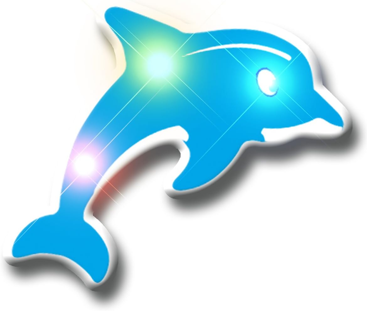 Light Up Blue Dolphin Flashing Blinking LED Body Light Lapel Pins (25-Pack)