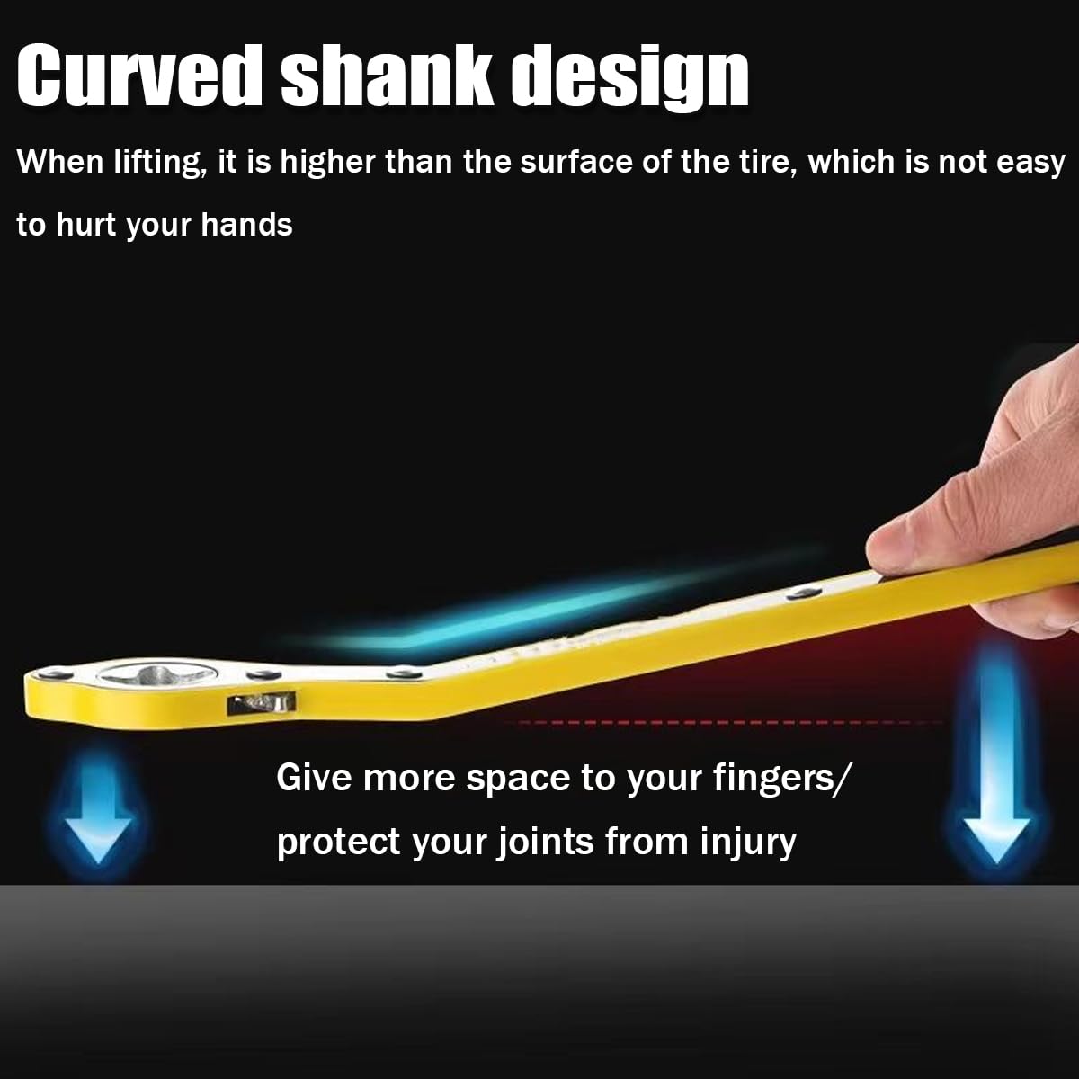 Chiave A Cricchetto Per Cric Auto - Strumento Cambio Gomme Con Adattatore, 34 Cm Nero/Giallo - Foto 12