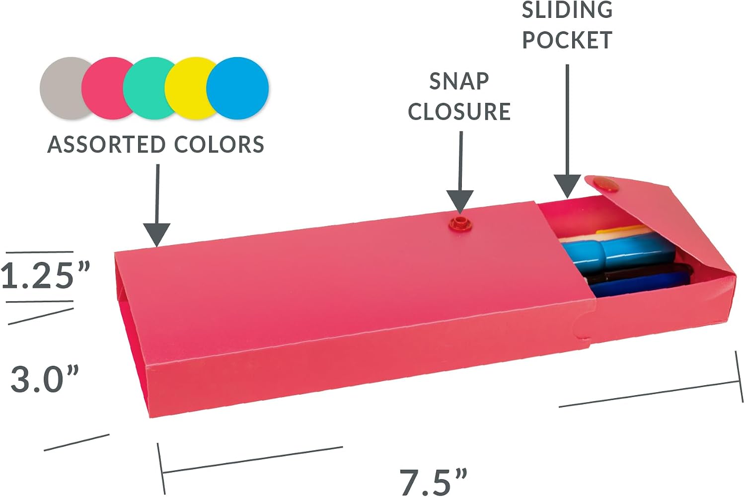C-Line Slider Pencil Case, Poly, 1 Pencil Case, Color May Vary (05600) image 3