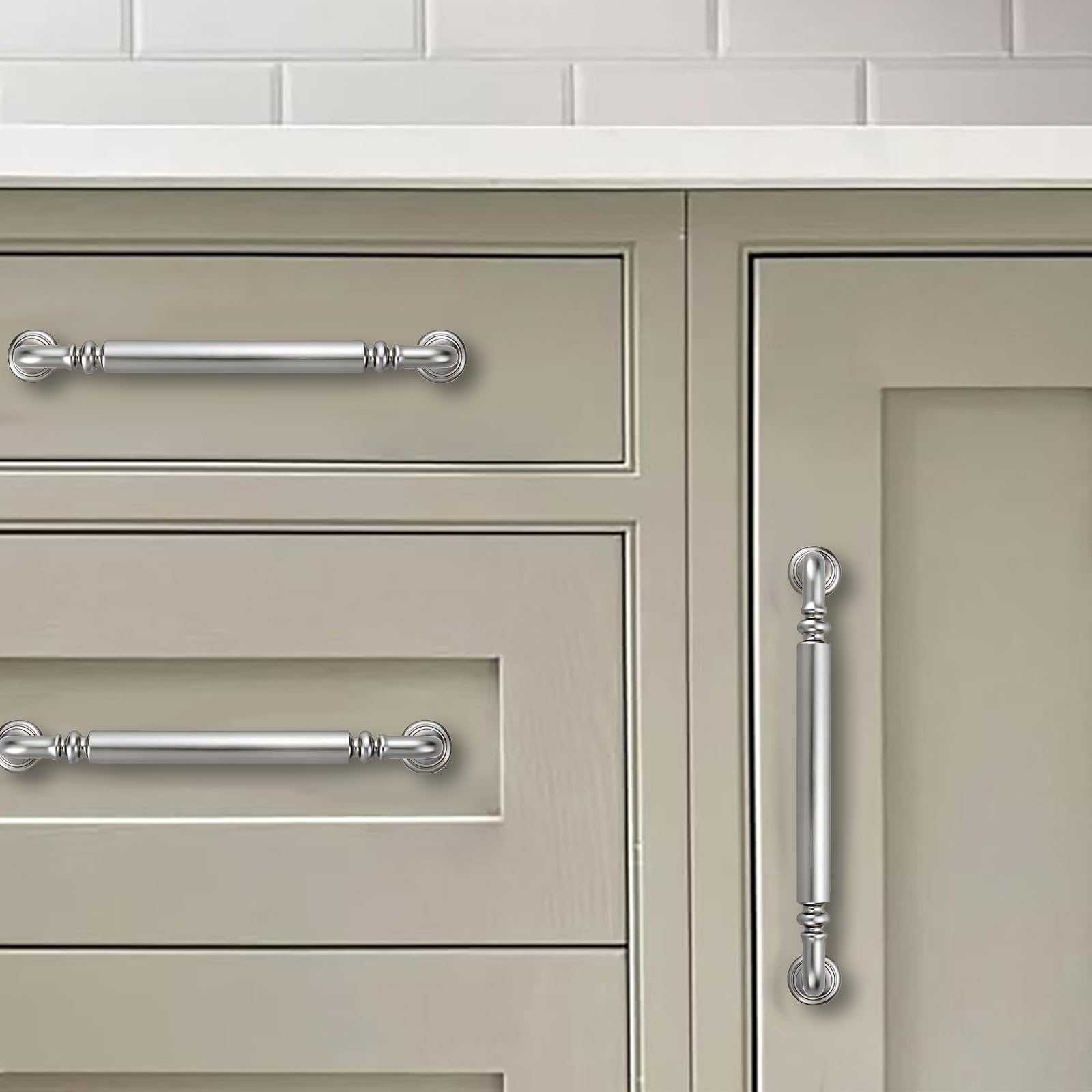 KHTUMEWARE-80392 Brushed Nickel Cabinet Pulls CTC 3 in (76 mm) 2-Pack in Brushed Nickel — KHTUMEWARE