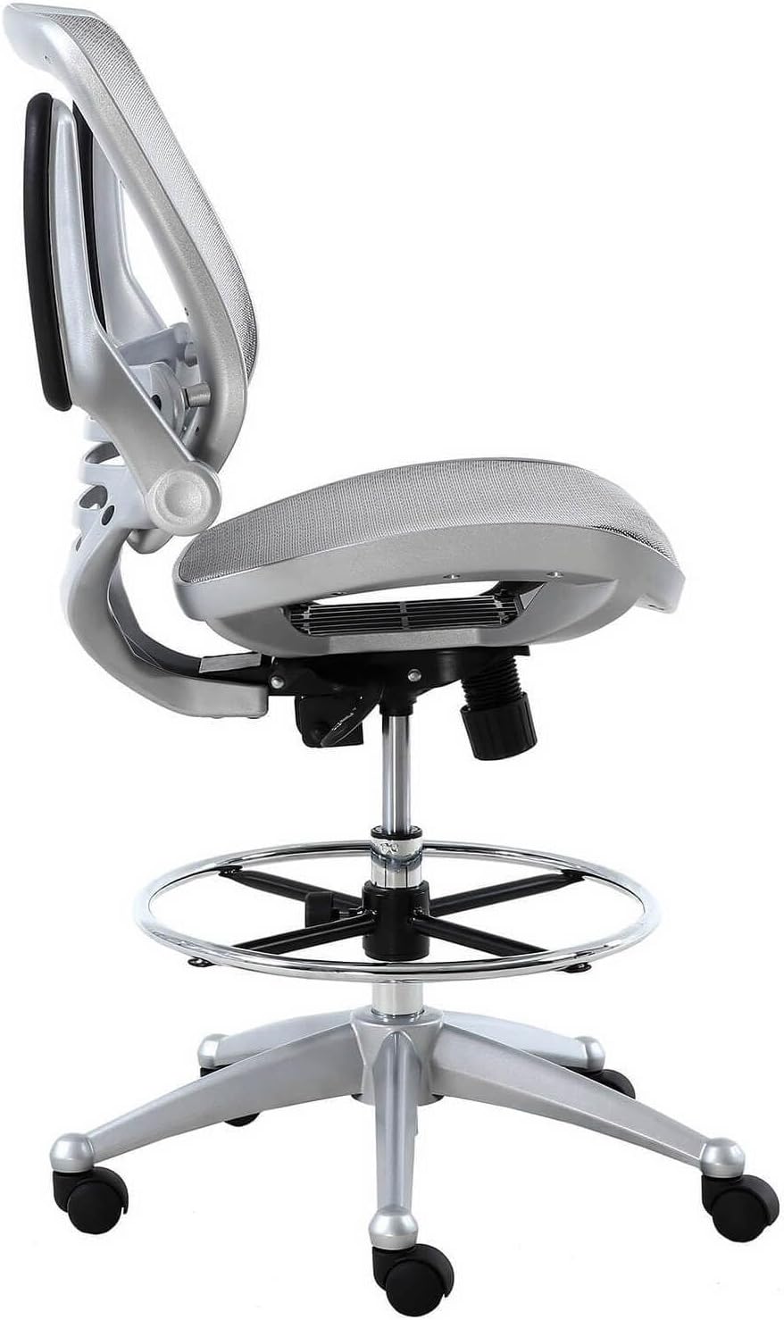 Drafting Chair Adjustable Mesh Rolling Chair Lumbar Support Gaming Chair Heavy Duty Office Chair Platinum Finish