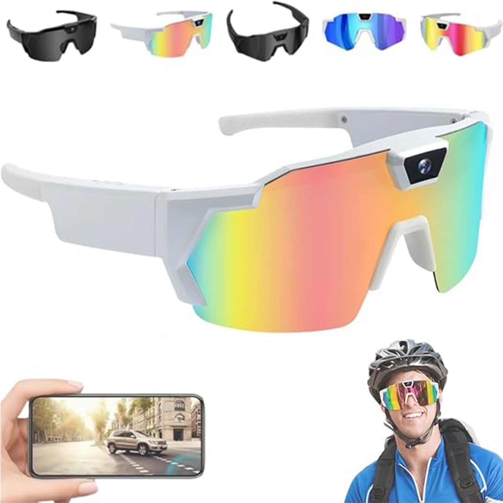 genérico Gafas Deportivas 4k HD POV con cámara, Gafas Inteligentes de grabación de béisbol, Unisex para Ciclismo y Senderismo (#A)