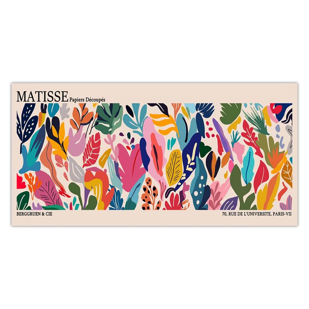 AEFOUU Large Matisse Bauhaus Geometric Leaves Exhibition Poster Abstract Canvas Painting Prints Minimalist Wall Art for Home Decor(40x80cm/16x32in/Frameless)
