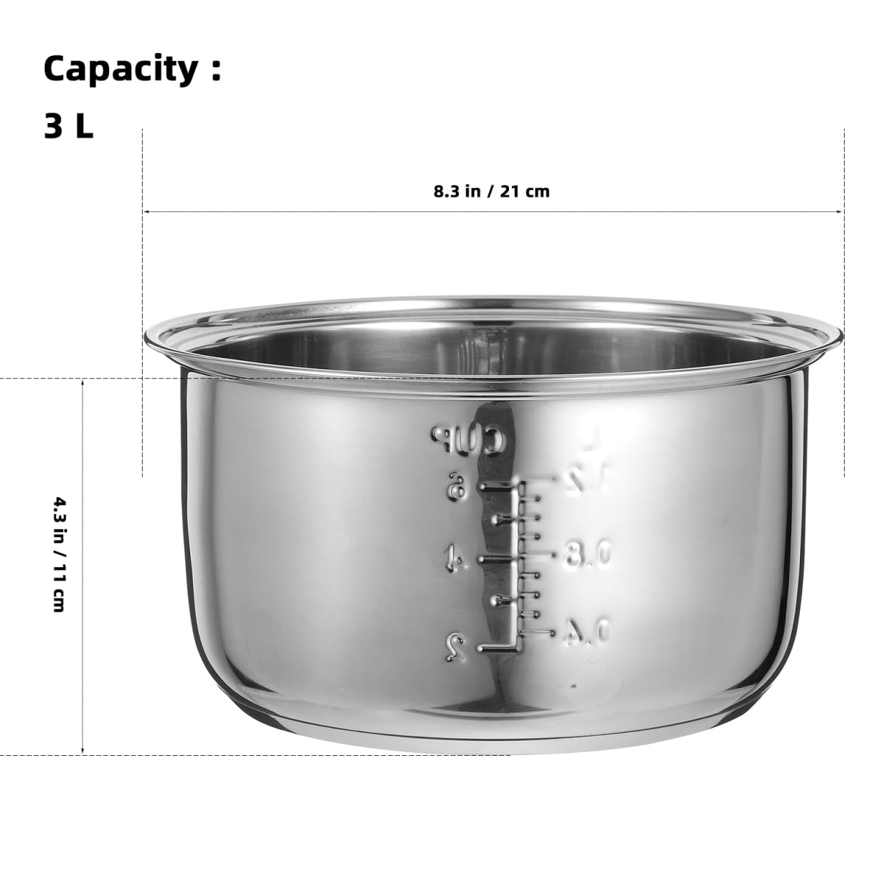 ABOOFAN Tanque Interior para Copa Arrocera Tanque Acero Inoxidable Reemplazo De Olla Interior Accesorio De Cocina