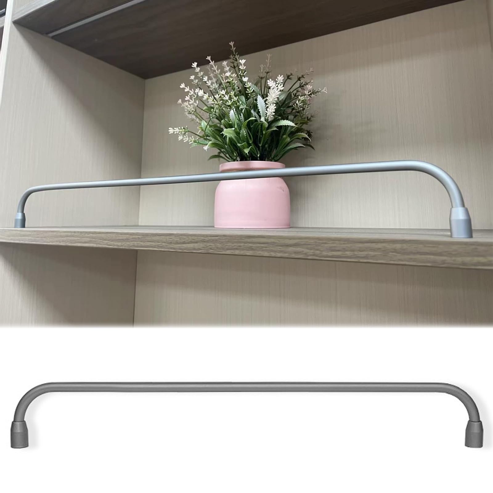 ERRULAN Fall Prevention Metal Shelf Rail Fence Set for Open Shelves, Modern Decorative Shelf Guardrail, Aluminum Kitchen Tipping Gallery Rails(Black,66cm/26in)