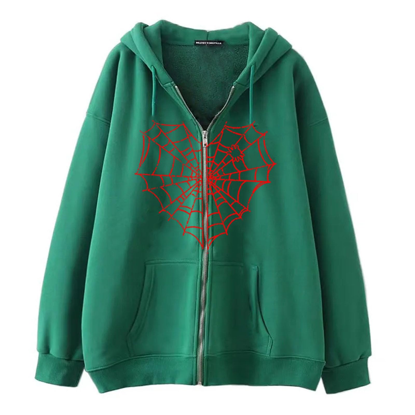 AQQYA Unisex Spinnennetz Herz E-Girl Hoodie Grunge Punk Kapuzen-Sweatshirt Y2K Jacke