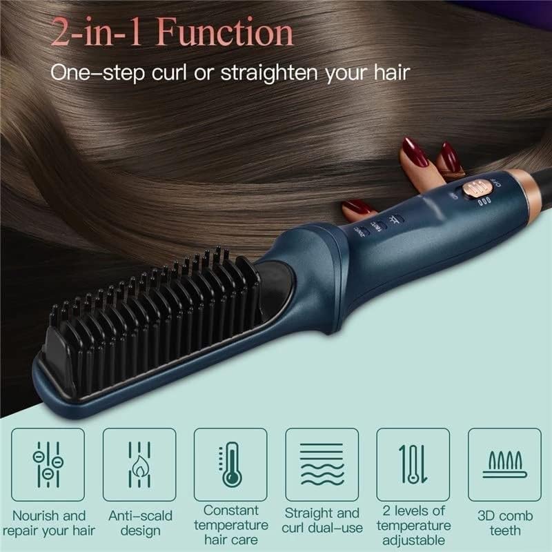 Miniatura 2 de 220V Ionic Fast Heating Multifuncional Cepillo de Pelo Rizador de Pelo Cepillo 0.984 in Peine de Pelo Enderezadoras Plancha de Pelo
