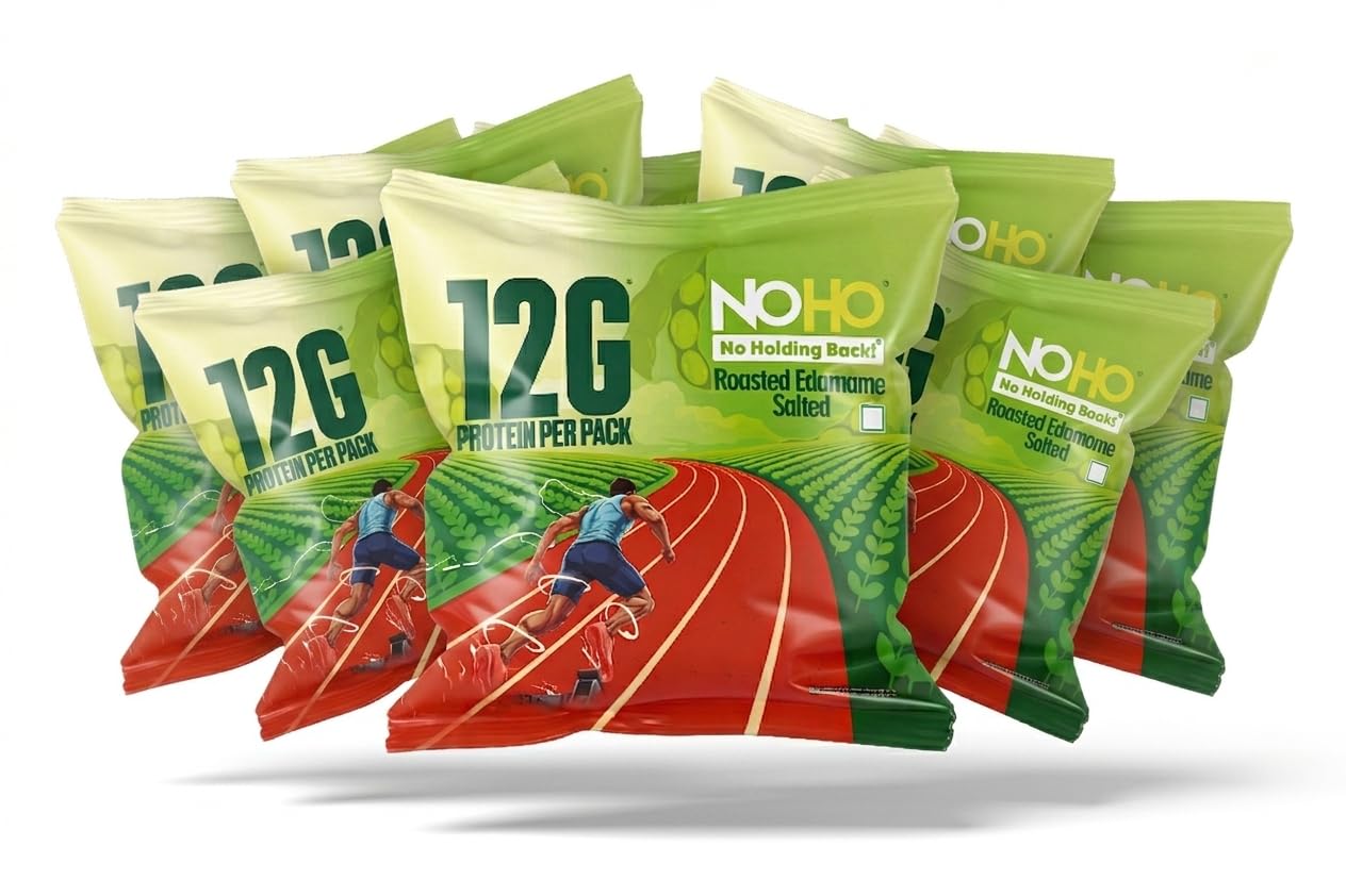 NoHo Roasted Edamame Snack (32g Each), 10 Days Pack 12g Protein Per Pack, High Protein Low Carb Healthy Snack, 41% Protein, 17% Fibre, Gluten Free, No Added Sugar, Vegan Crunchy Snack for Gym Office Travel.-image-36