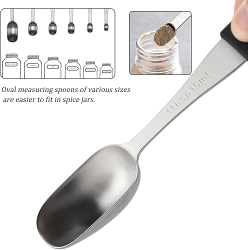 Miniatura 4 de El juego de tazas y cucharas medidoras magnéticas incluye 7 tazas medidoras de acero inoxidable, 6 cucharas medidoras magnéticas apilables con 1