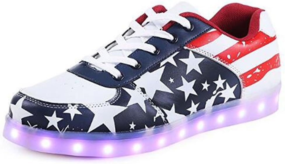 SanHai Boys Girls 11 Colors LED Shoes USA Flag Light Up Sneakers for Kids Mens Womens (US 10.5-Women/US 9-Men=EU 43-Fit Foot Length 261-2)