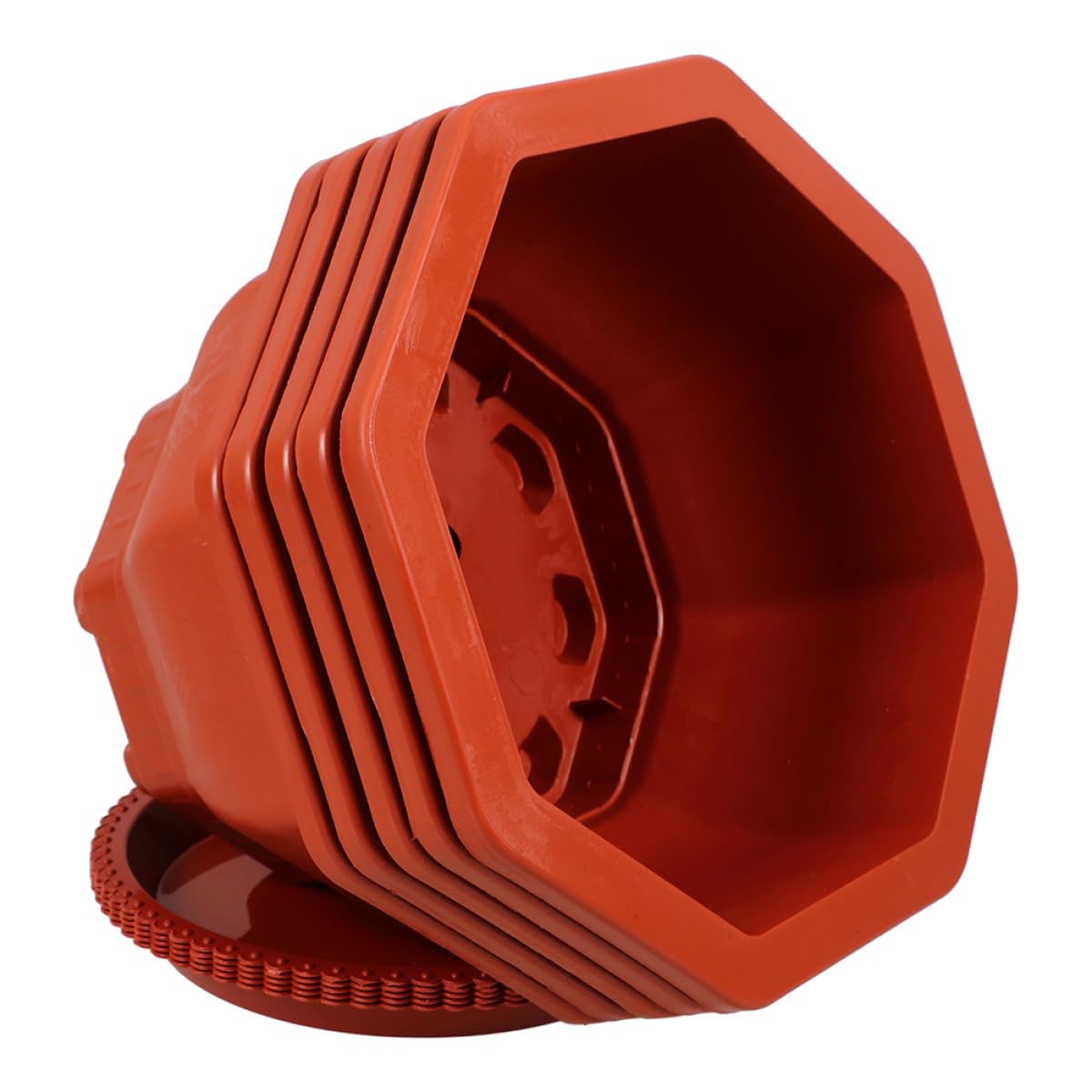 Pots à fleurs octogonaux rouges Anneome 260 avec soucoupes pots polyvalents et drainants