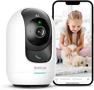 Indoor 5M Pan Tilt Zoom Smart Security Camera, AI Human and Motion Detection Indoor PTZ Baby Monitor and Pet Camera, 2-Way Audio and Night Vision for Baby, Pet, Elder, Works with Alexa