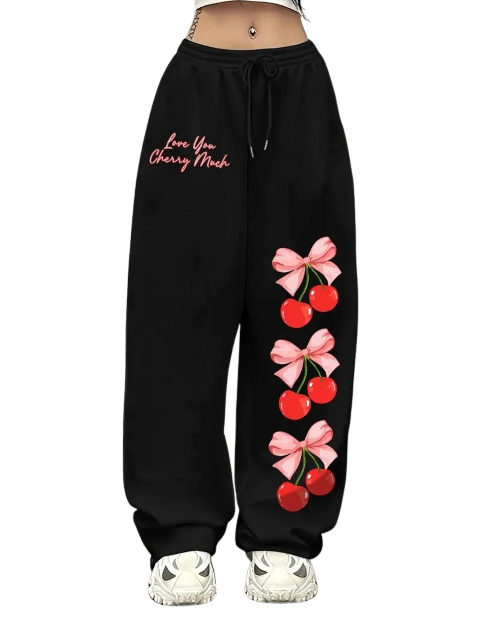Women Cotton Printed Wide Leg Relaxed Fit Trousers | Drawstring Trendy Trousers with Pockets-picture-48
