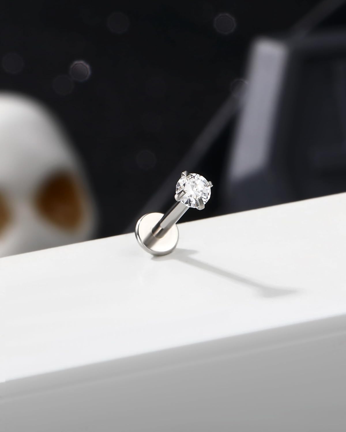 Jewseen 316L Surgical Steel Internally Threaded Flat Back Earrings Set 16G Halloween Tragus Earrings Bat Helix Piercing Jewelry Cartilage Nose Lip Stud for Women Men - Image 8