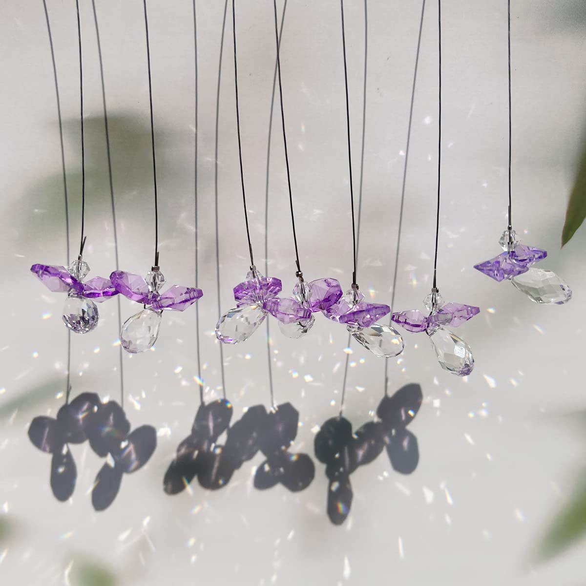 7pcs Mini Purple Guardian Angel Suncatcher Crystal Glass Prisms Rainbow Maker Octagon Pendant Hanging Ornaments Sparkling for Window Car Rearview Mirror(Purple-Small)-image-34