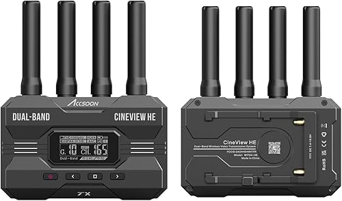 Accsoon CineView HE - Transmisor y receptor de video inalámbrico, transmisión de doble banda, rango de 1200 pies1,148.3ft, latencia 0.06s y video HD