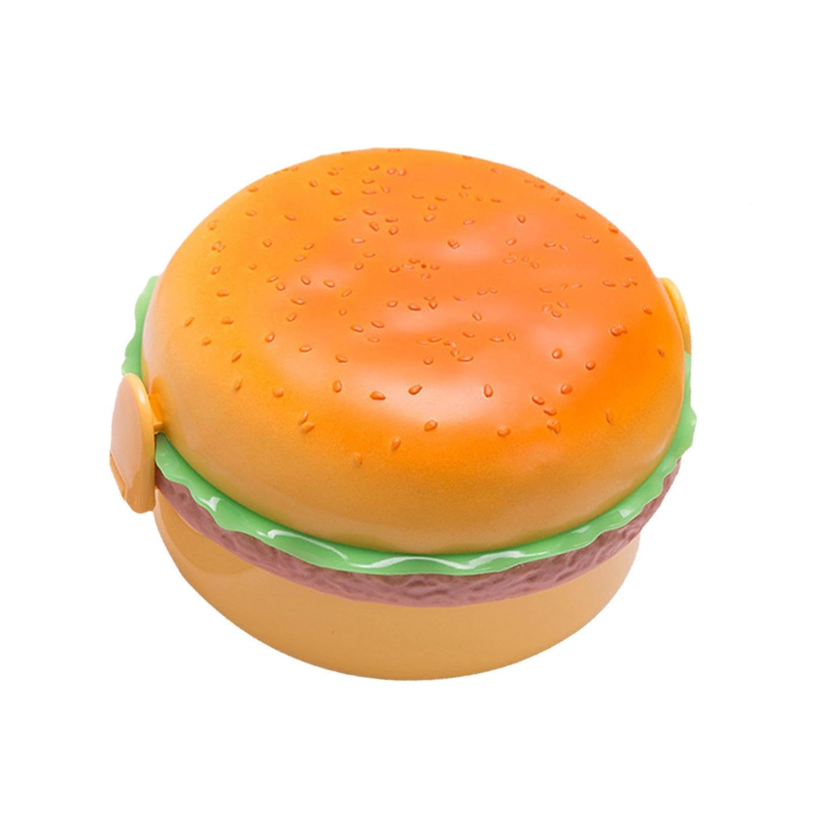TWISAXC Portable Cute Hamburger Shaped Snack Box Delightful Encourages Healthy Eating in Kids Lunch Container with Snap for Buckle Bento Box Kids Lunch Reusable 3 Compartment