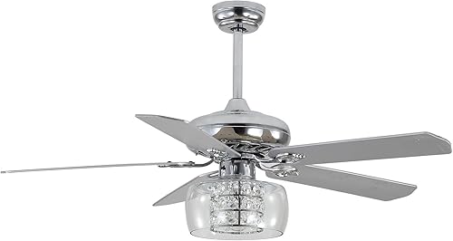 Miniatura 3 de Ventilador de techo de cristal de 52 pulgadas con luces, lámpara de araña moderna, pantalla de cristal, ventilador de techo con aspas de madera, 3