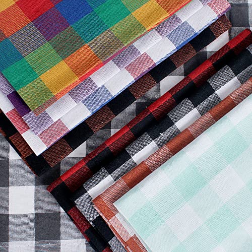 Image of FINGERCRAFT Gingham Check Cloth Napkins 100% Cotton Fabric, Set of 12, 20x20 Inches Table Napkins Good Absorbency, Washable and Reusable Best for Farmhouse, Kitchen, Hotels (Rust Black Check)