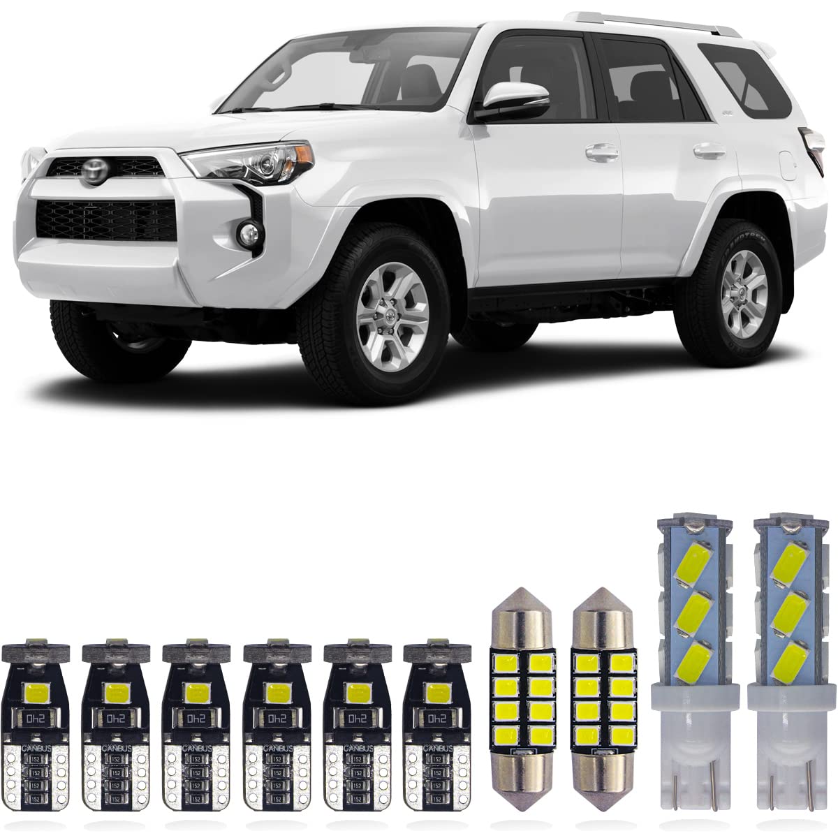 Yoper Interior Dome Map Light LED Kit Package Compatible with 2010-2021 Toyota 4Runner Vanity Mirror License Plate Bright White 6000K