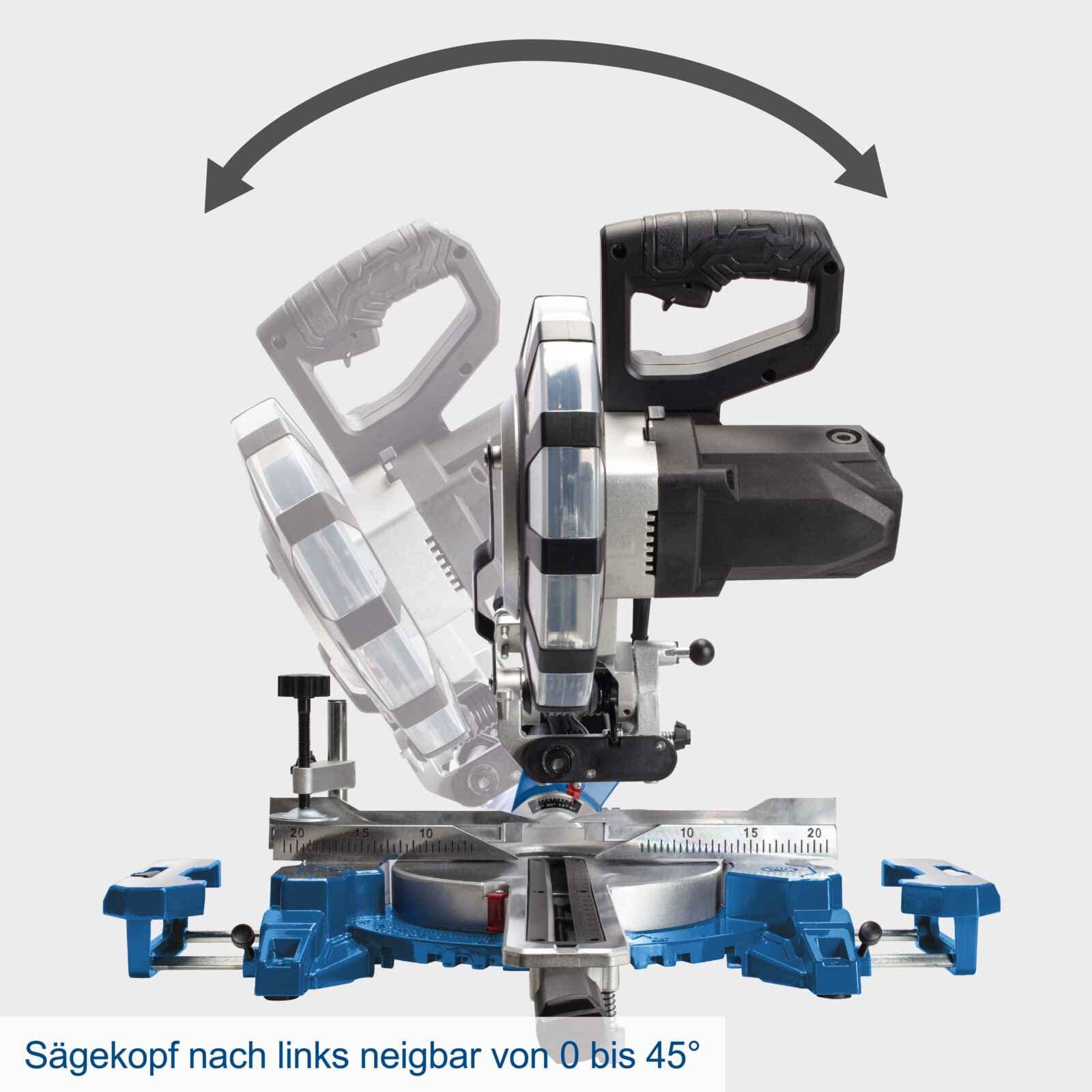 Scheppach Kappzugsäge HM254SPX inkl. 2.Sägeblatt - Ø254mm | 2200W Leistung | Schnittbreite/höhe 340x90mm | Laser & Staubbeutel | Aluauflagen, Drehtisch mit Schnellarretierung | Kappsäge Gehrungssäge