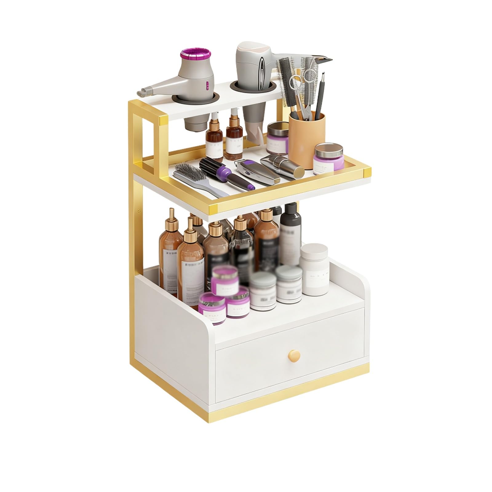 Postazione Da Salone Per Parrucchiere, Mobiletto Da Barbiere Sospeso Con Cassetto, Design Con Ripiano Superiore Incassato, Portautensili Da Barbiere Per Saloni Di Bellezza(B)