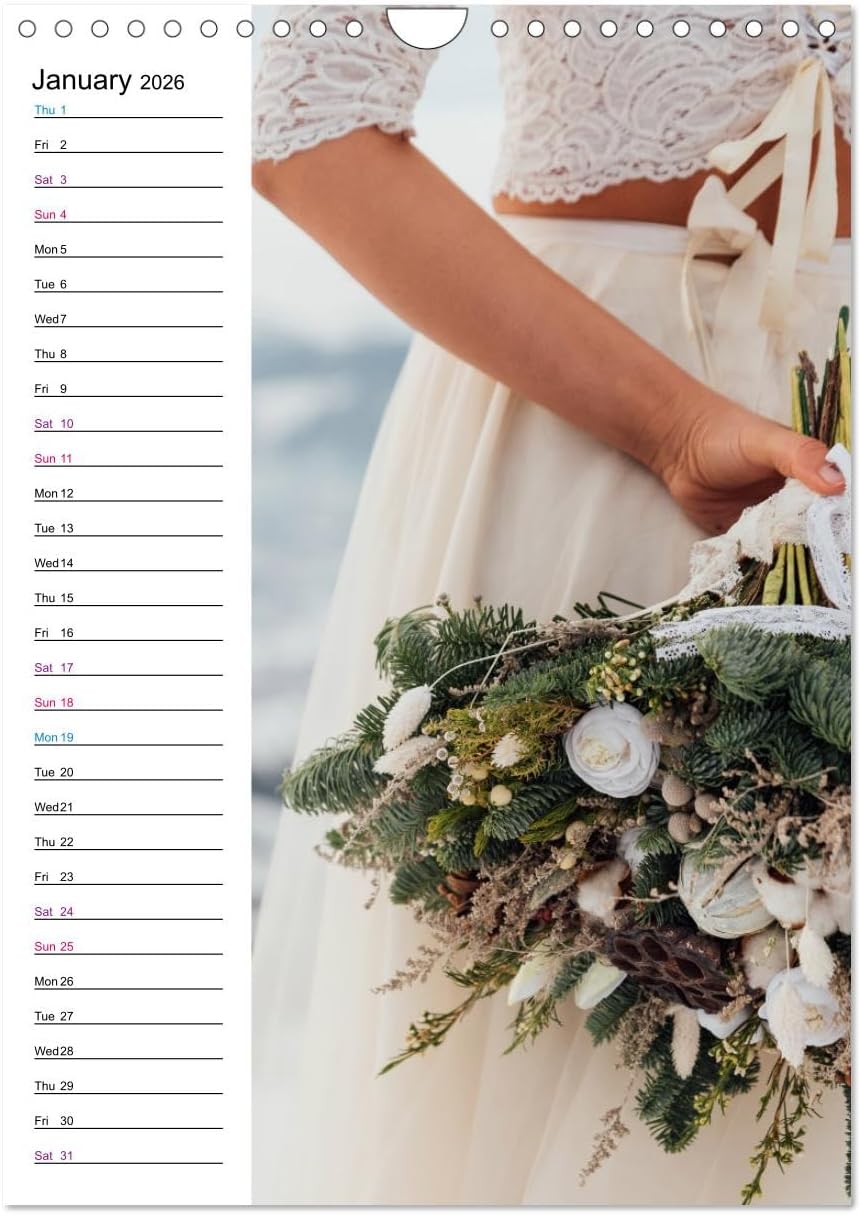Wedding planner, US-Version (Wall Calendar 2026 DIN A4 Portrait), CALVENDO 12 Month Wall Calendar