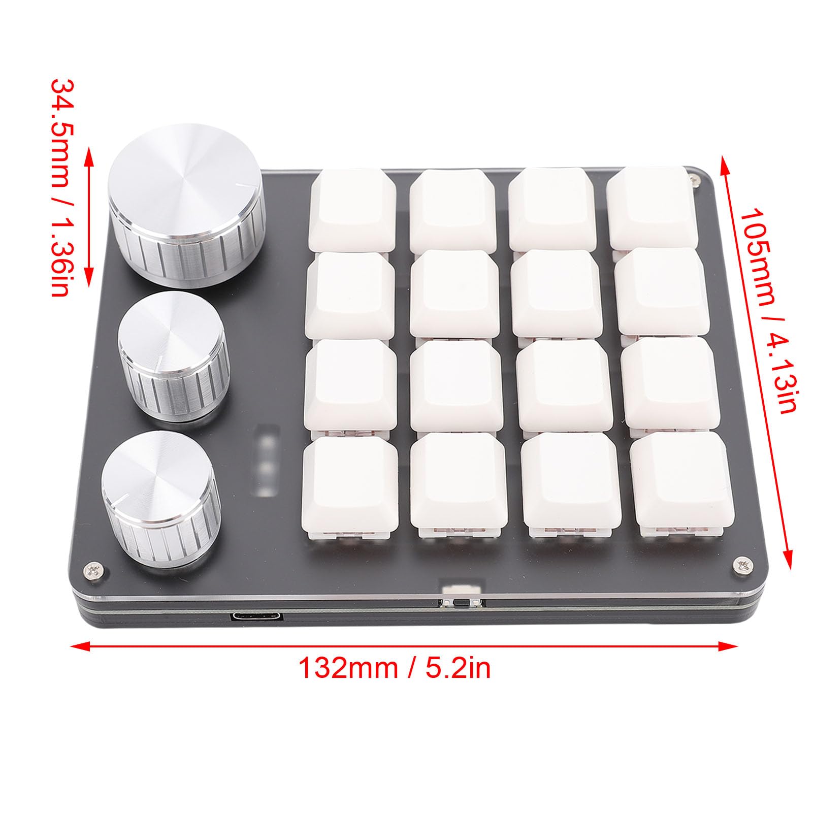 Tastierino Personalizzato, Tastierino Macro Programmabile, Tastiera Meccanica a 16 Tasti (WHITE)