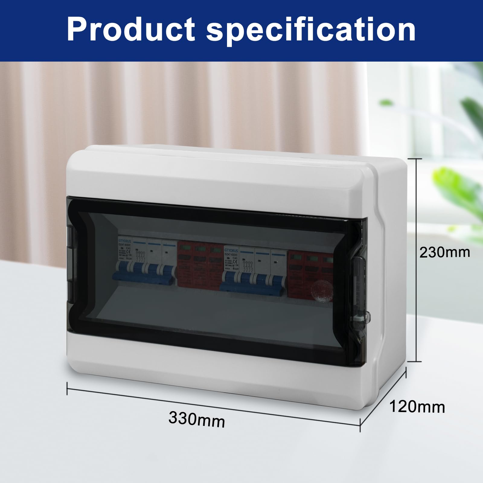 Caja de Conexiones Solar Fotovoltaica, IP65 Fotovoltaica DC Protección Contra Sobretensiones, Interruptor Automático Fotovoltaico 2 Cadena DC 1000V con Enchufe Solar(2 en 2 fuera, 40A)