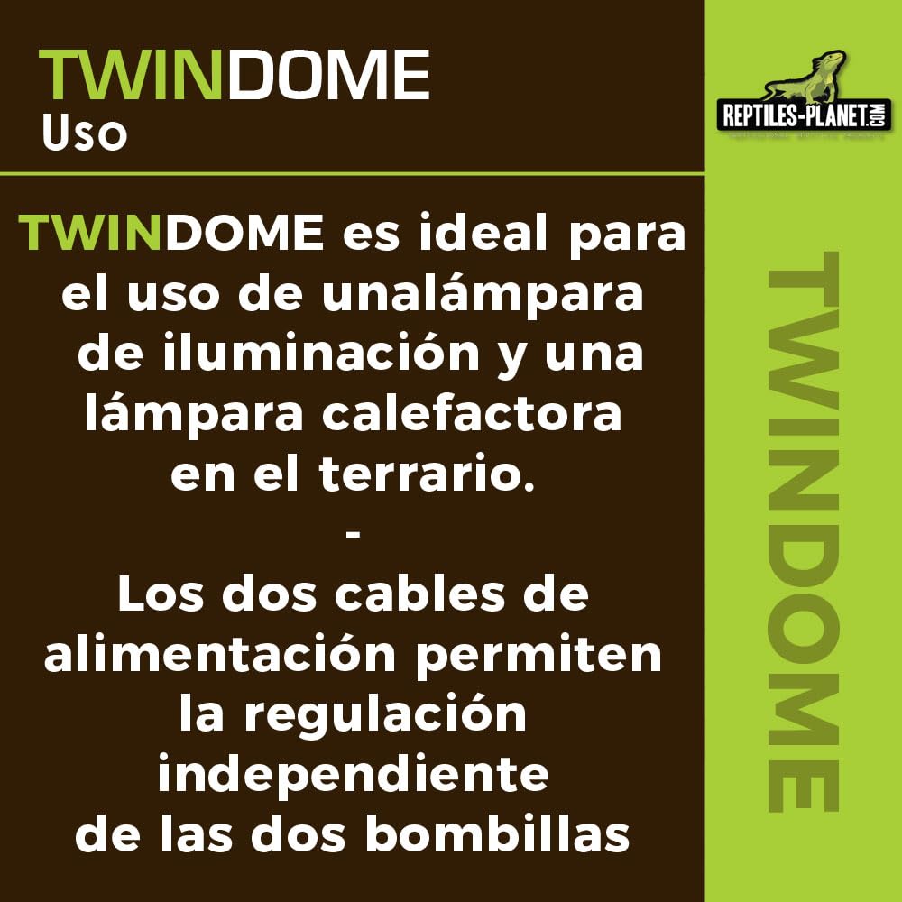 Reptiles Planet Twindome 14 - Soporte Doble para Bombilla para Colgar o Colocar en el terrario (14 cm de diámetro, 16 cm)