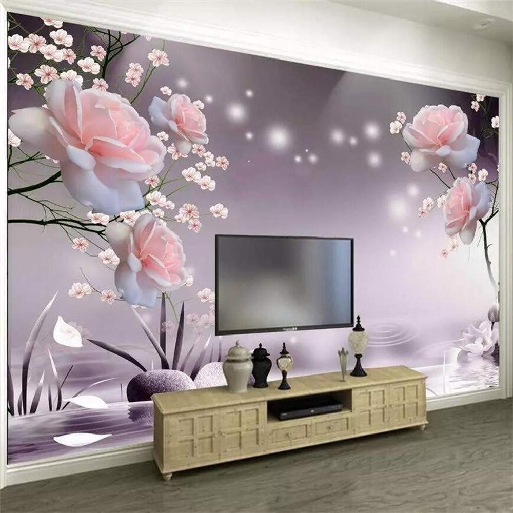 Wallpaper-3D-Wyj 400Cm×280Cm Wallpaper Photo Poster Giant Large Wall Murals 3D Abstract Pink Flower Photo Wallpaper Tv Background Stereoscopic Wall Murals Wallpaper Roll Wallpaper Grey Wall Sticker Border