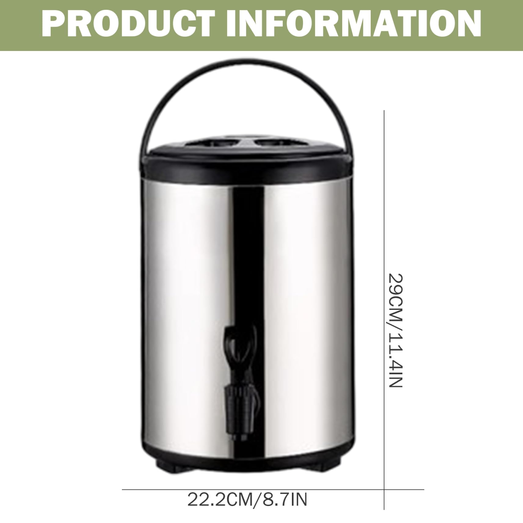 Heißwasserspender, 6 l, isolierte Heißwasserurne mit Wasserhahn und Griff, Teespender aus Edelstahl für Kaffee, Tee, kalte Milch, Saft