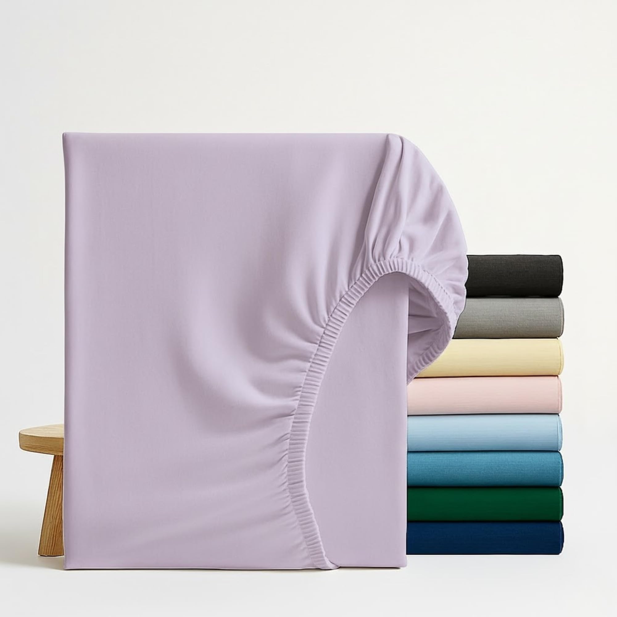 Q&H Bedding Single Fitted Sheet Lilac, 30cm Extra Deep Fitted Sheet, Soft Brushed Microfiber Elastic Bed Sheets, Shrinkage, Fade Resistant, Washable Sheets — image 1