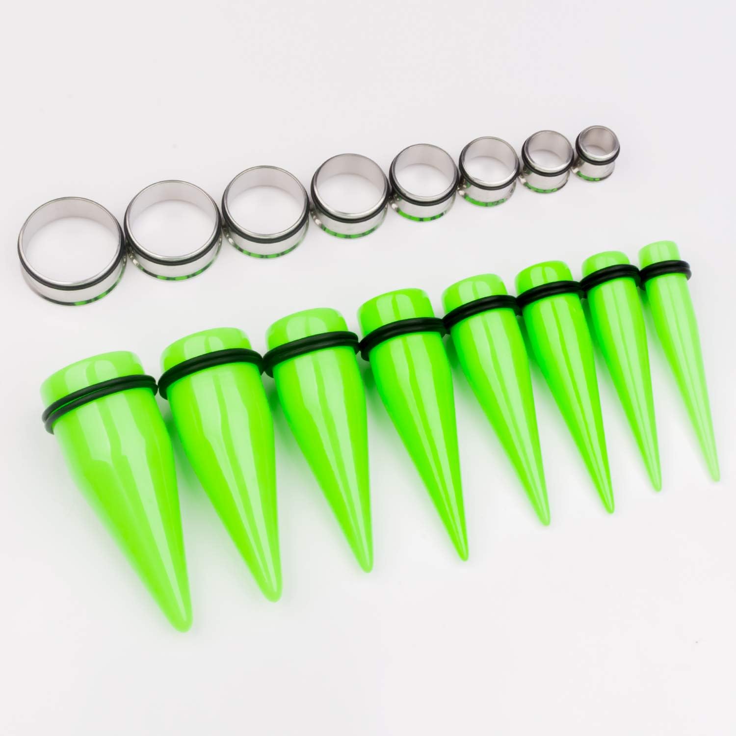 32 PCS 00G - 24mm Ear Taper Kit Gauge Stretching Kit Stainless steel Tapers Tunnels Plugs Piercing Jewelry