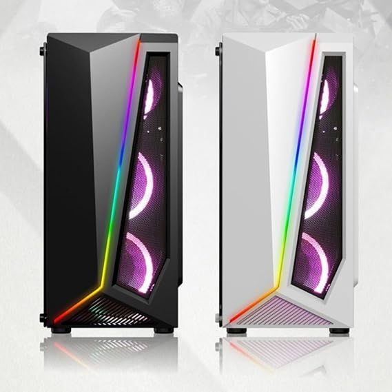Gaming PC Case, Tempered Glass, Middle Tower PC Case, Compatible with ATX, ITX, Micro-ATX Motherboards, Transparent Side Panels, ARGB Compatible, Air Cooled / Water Cooled