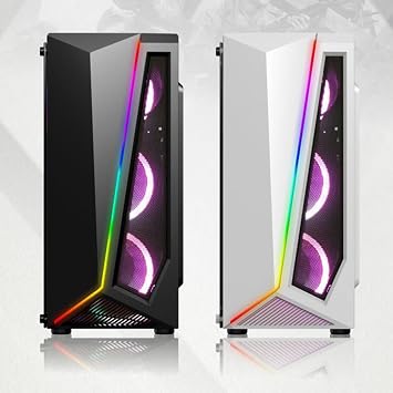 Gaming PC Case, Tempered Glass, Middle Tower PC Case, Compatible with ATX, ITX, Micro-ATX Motherboards, Transparent Side Panels, ARGB Compatible, Air Cooled / Water Cooled