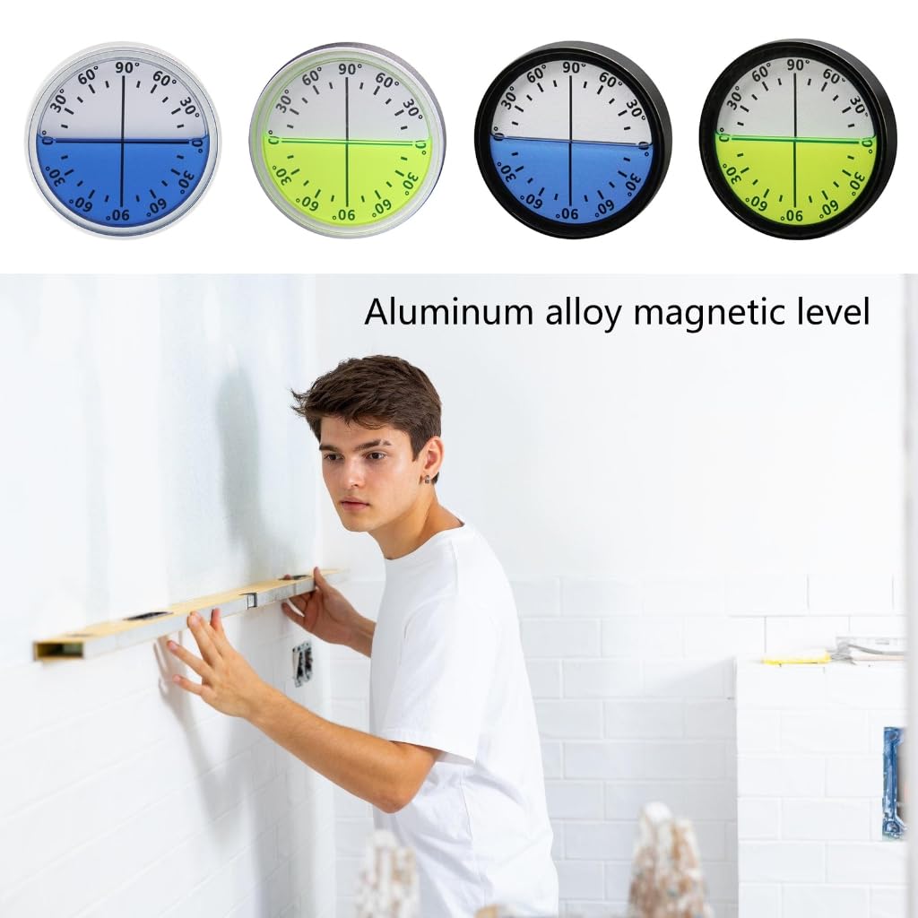 REDYY Measuring Ruler,Magnetic Horizontal Bubble Leveling Equipment Measuring Ruler Gradienter Pocket Round Bubble Leveling Tool