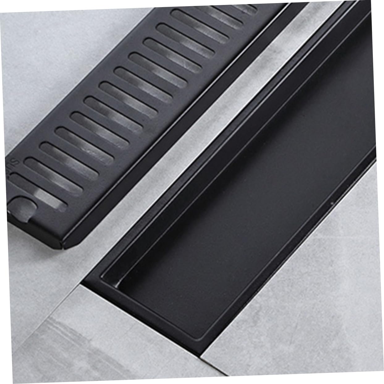 Filtro de Suelo Lineal de Acero Inoxidable Negro, Rectangular