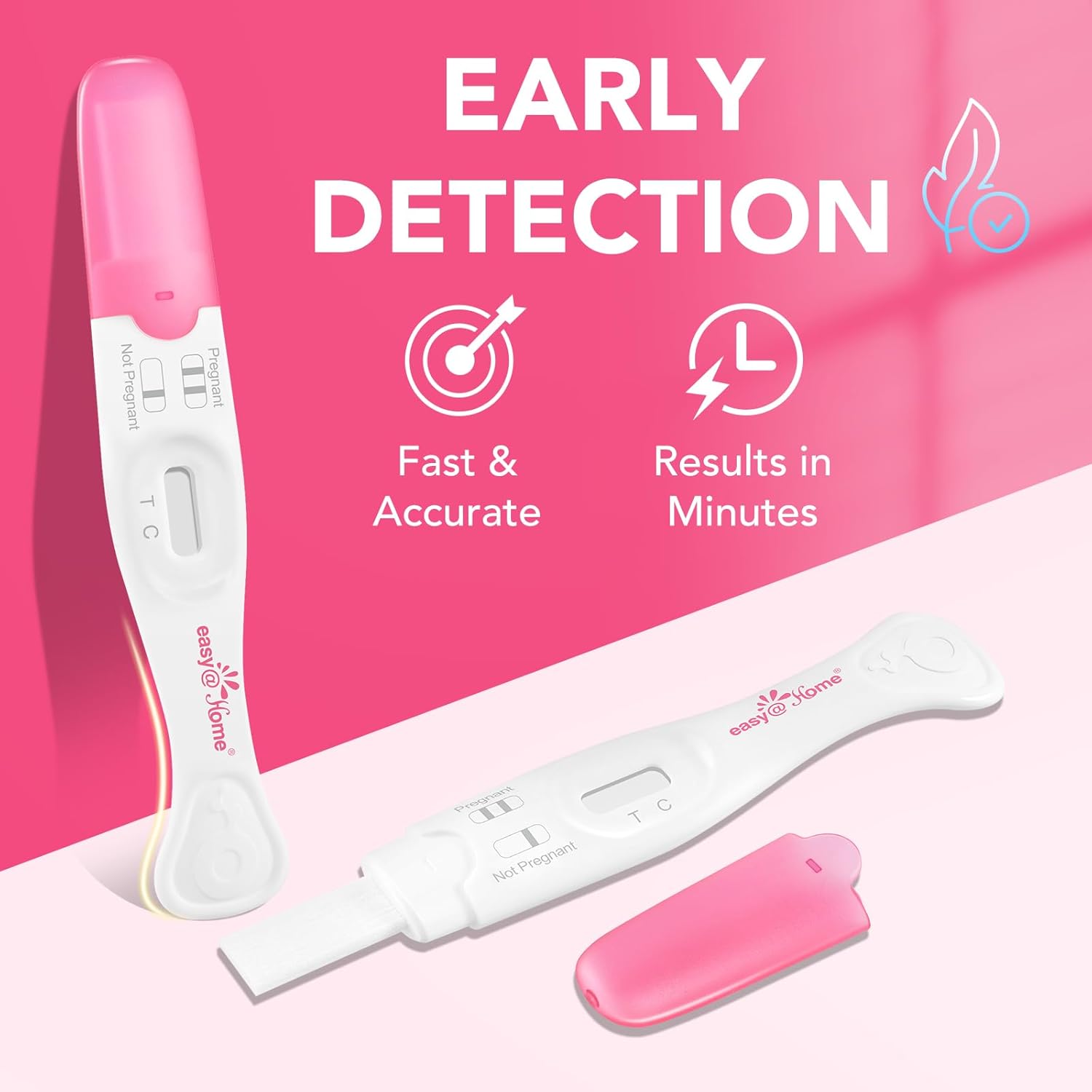 Easy@Home Pregnancy Test Sticks: Early Detection - Great Sensitivity & Rapid Result - Pregnancy Tests with Curved Handle | 5 Pack - Image 2