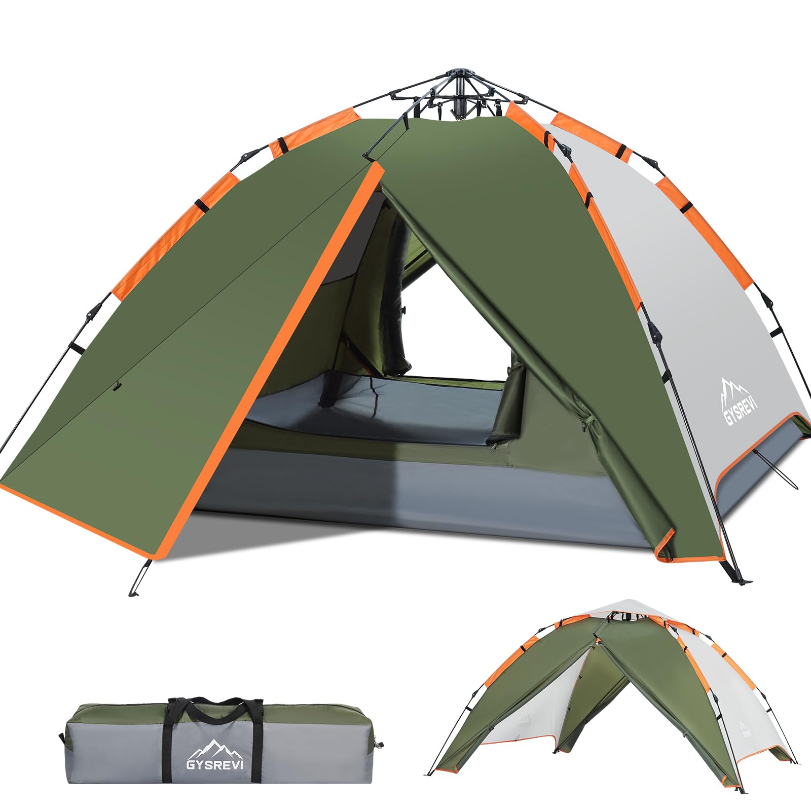 Tenda Campeggio 2-4 Persone Automatica Doppia Porta Anti UV Impermeabile 2 in 1 Interna Esterna