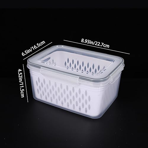 Miniatura 3 de Contenedores de almacenamiento de frutas para refrigerador con tapas y asas, paquete de 3 recipientes herméticos sin BPA a prueba de fugas,