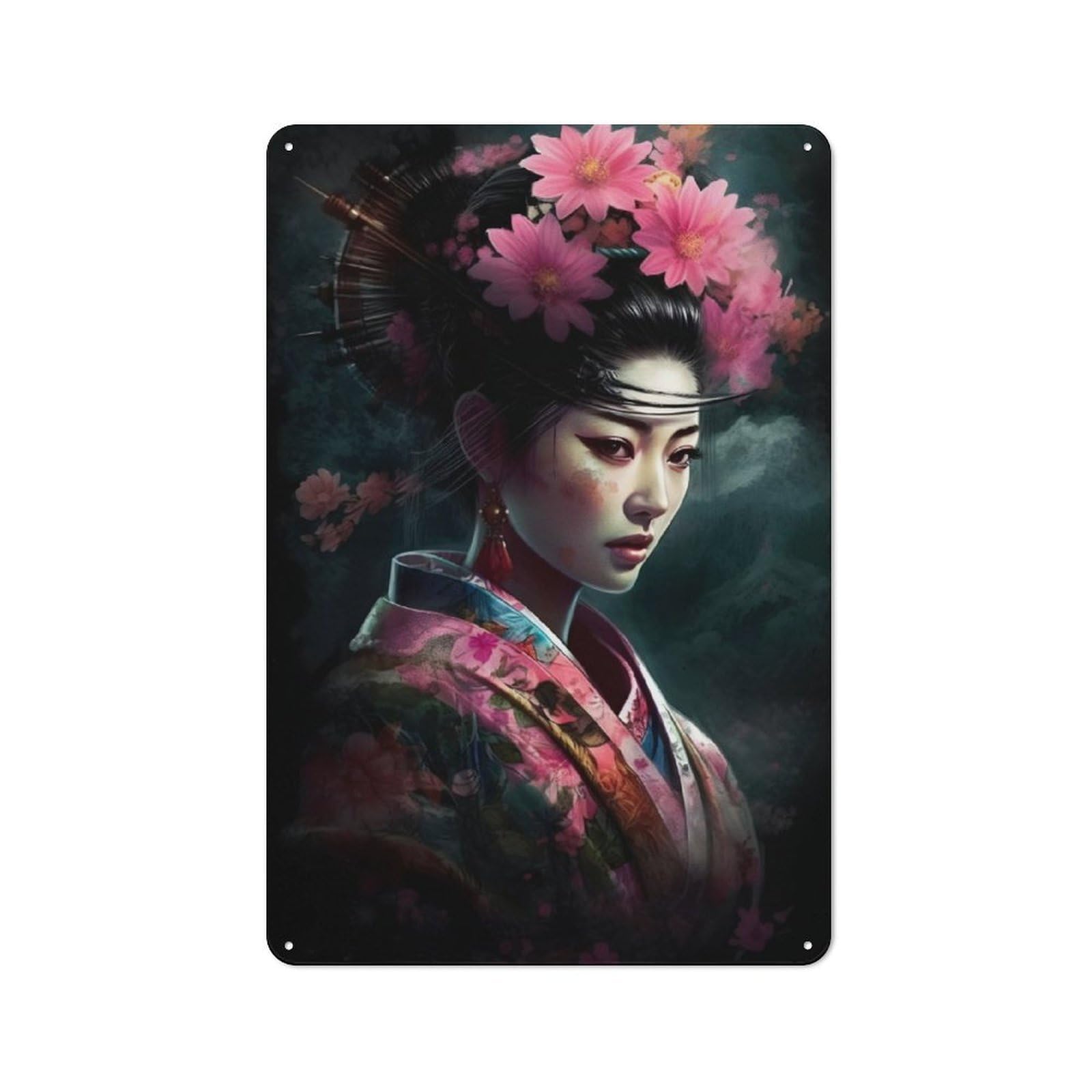 Junmoney Geisha Japan 30X20cm Retro Tin Wall Plaque With For Pub Or Café, A Winter Wall Decor Update For Café Interior Fans