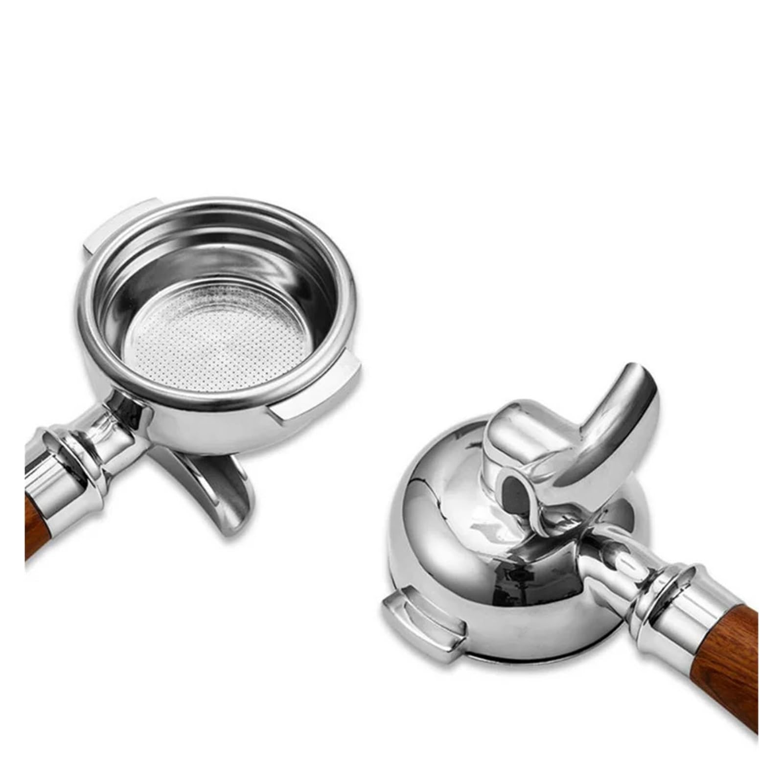 Portafiltro, compatible con Expobar, 58mm mango de madera | Repuesto para Rocket, sin fondo, filtro universal E61, doble salida desmontable(58mm-Double mouth-C2)