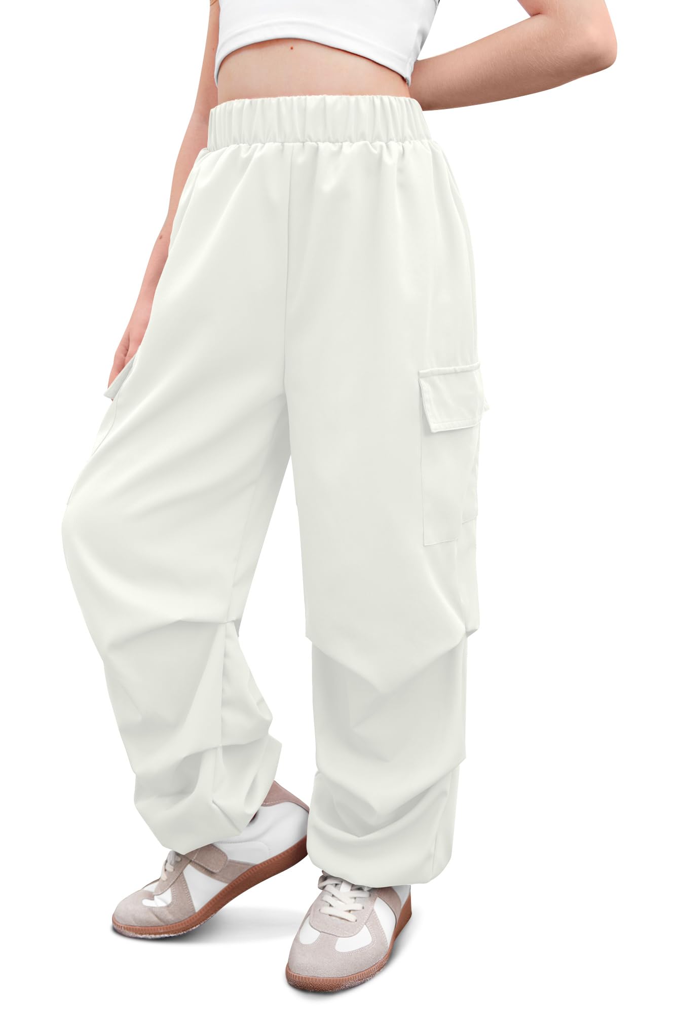 Girls Baggy Lightweight Cargo Pants Streetwear Parachute Pants
