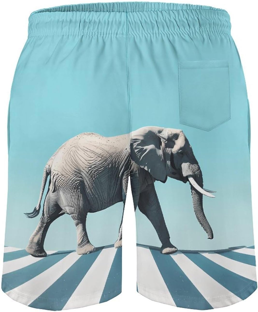 Road Elephant Crossing Casual Men's Swim Trunks Novelty Summer Beach Shorts Swimwear with Pocket