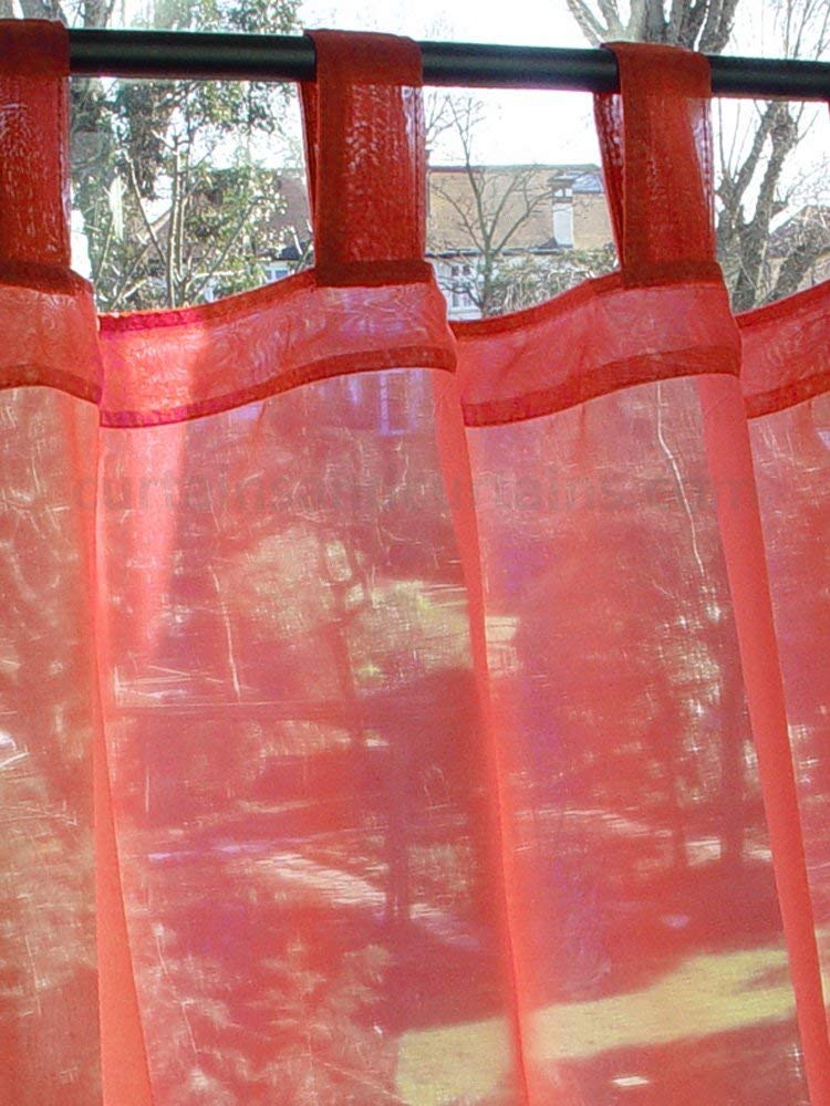 Just Contempo Tab Top Voile Panel, Red, 58x48 inches
